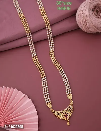 Shimmering Golden Brass Mangalsutras For Women-thumb0