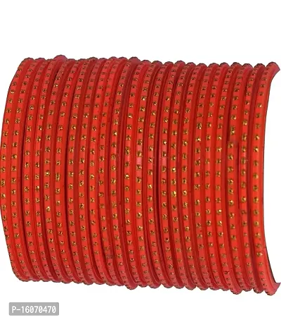 A R Bangles Plain/Simple Glass Bangle Pack of 24 with variation of colours suitable for all occasion Latest Traditional Kaach Chudi (Orange, 2.6)