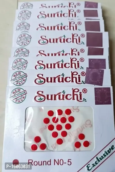 Suruchi bindi size-5 red for women and girls pack of 12 leaflets-thumb3