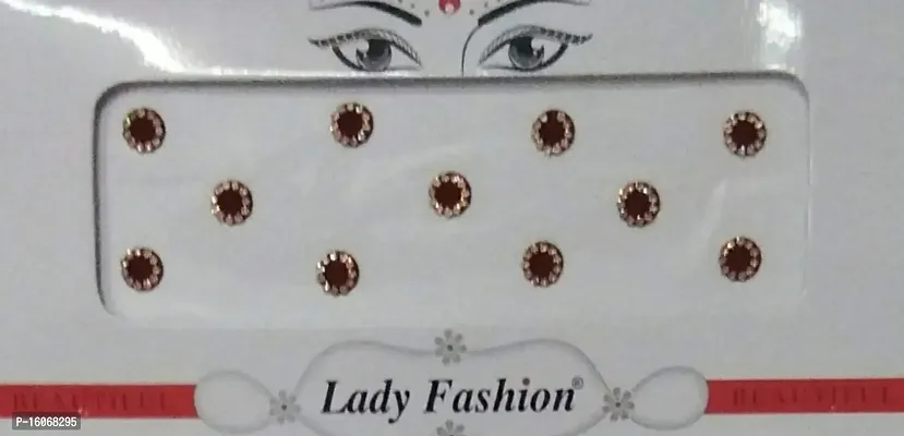 Parveen Enterprises Rohtak Parveen Enterprises-Fancy Mix Size Maroon Colour Bindi With Golden Stones Set of 3 Packs-thumb3