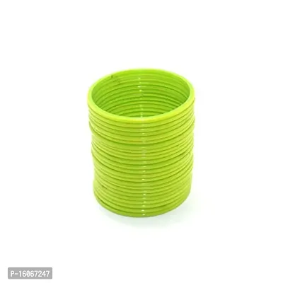 A R Bangles Plain/Simple Glass Bangle Pack of 24 with variation of colours suitable for all occasion Latest Traditional Kaach Chudi (Grassy, 2.6)