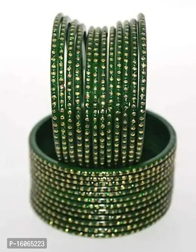 A R Bangles Plain/Simple Glass Bangle Pack of 24 Shiny/Dark Green colour suitable for all occasion. Latest Traditional Kaach Chudi sawan Special.-thumb4