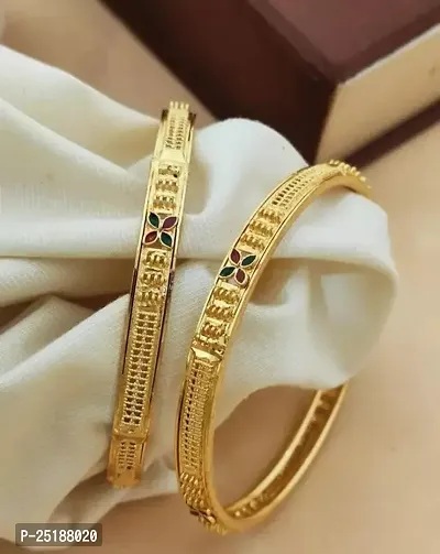 Elegant Golden Brass Bangles For Women-thumb0