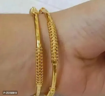 Elegant Golden Brass Bangles For Women-thumb0