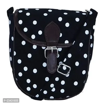 MARISSA PRINTED POLKA DOT CANVAS SLING BAG BLACK