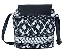 MARISSA Printed canvas sling bag available in Black-white Color.-thumb1