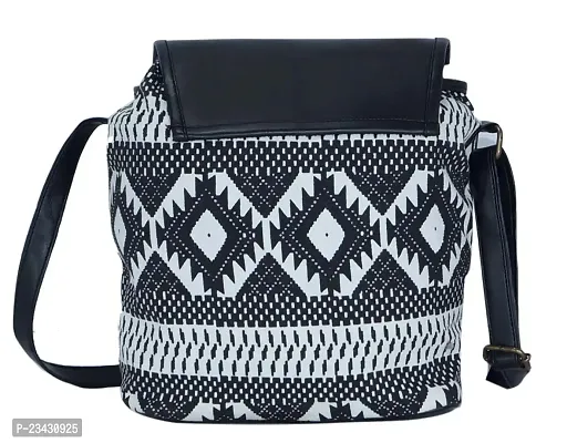 MARISSA Printed canvas sling bag available in Black-white Color.-thumb2
