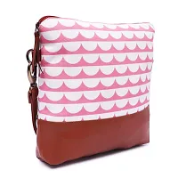 Marissa Women's Printed Strip Canvas Sling Bag, Pink-thumb1