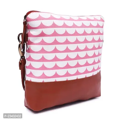 Marissa Women's Printed Strip Canvas Sling Bag, Pink-thumb2