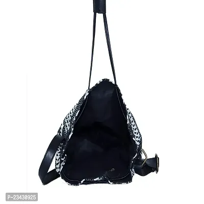 MARISSA Printed canvas sling bag available in Black-white Color.-thumb5