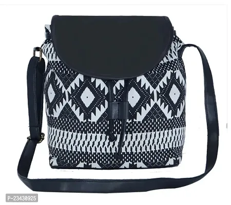 MARISSA Printed canvas sling bag available in Black-white Color.-thumb0