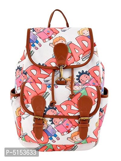 PRINTED CANVAS BACKPACK FOR GIRLS AND WOMEN