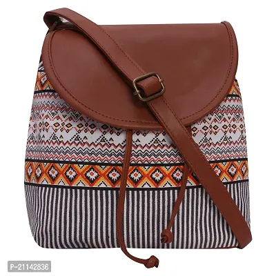 Fashionable printed canvas border sling bag for girls and women-thumb0