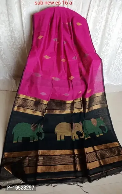 Stylish Cotton Silk Pink Woven Design Saree with Blouse piece-thumb0