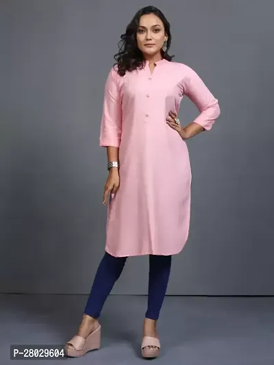 Stylish Pink Cotton Blend Stitched Kurta For Women