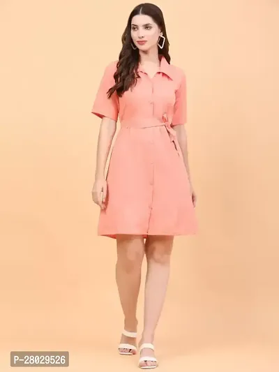 Stylish Peach Four Way Cotton Solid Dress For Women-thumb0