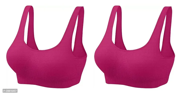 Stylish Pink Cotton Solid Lightly Padded Bra For Women Pack Of 2