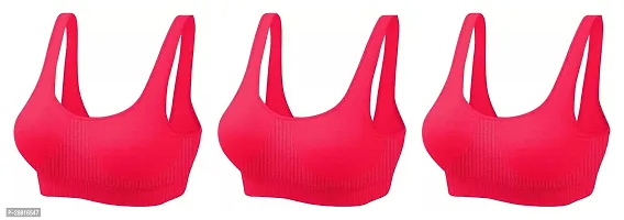 Stylish Red Cotton Solid Lightly Padded Bra For Women Pack Of 3