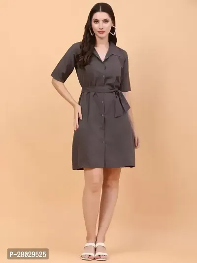 Stylish Grey Four Way Cotton Solid Dress For Women-thumb0