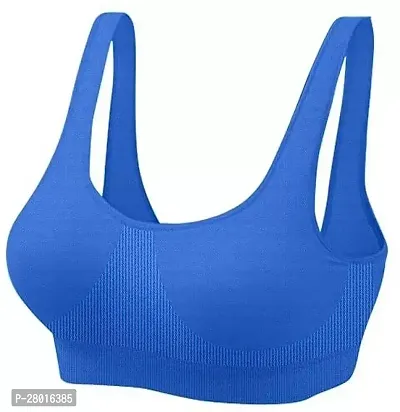 Stylish Blue Cotton Solid Lightly Padded Bra For Women