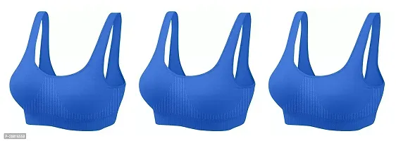 Stylish Blue Cotton Solid Lightly Padded Bra For Women Pack Of 3-thumb0