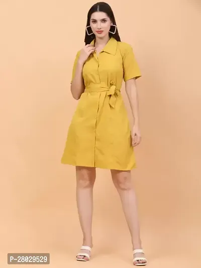 Stylish Yellow Four Way Cotton Solid Dress For Women-thumb0