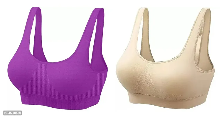 Stylish Multicoloured Cotton Solid Lightly Padded Bra For Women Pack Of 2-thumb0