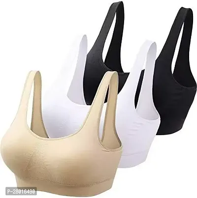 Stylish Multicoloured Cotton Solid Lightly Padded Bra For Women Pack Of 3-thumb0