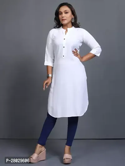 Stylish White Cotton Blend Stitched Kurta For Women