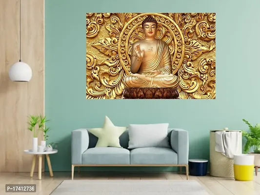 CABANA HOMES Buddha Wall Stickers DIY Wallpaper (36x24 inch) Self Adhesive Decal Home Decor Living Room, Bedroom, Office, Resturant, Drawing Room, Golden-thumb2