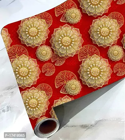 CABANA HOMES Wall Stickers DIY Flower Wallpaper for Home Decor (45cm x 125cm, 2 Rolls) (12 sq. ft) Self Adhesive Decals Bedroom Living Room, Red