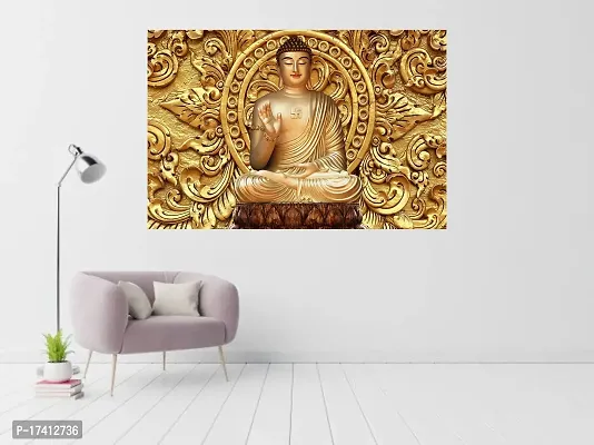 CABANA HOMES Buddha Wall Stickers DIY Wallpaper (36x24 inch) Self Adhesive Decal Home Decor Living Room, Bedroom, Office, Resturant, Drawing Room, Golden-thumb4