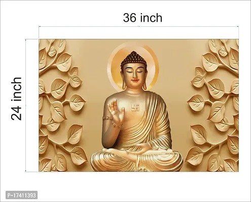 CABANA HOMES Wall Stickers DIY Buddha Wallpaper for Home Decor (36x24 inch) Decorative Self Adhesive Decals Living Room Drawing Room Bedroom Office Resturant, Golden-thumb3
