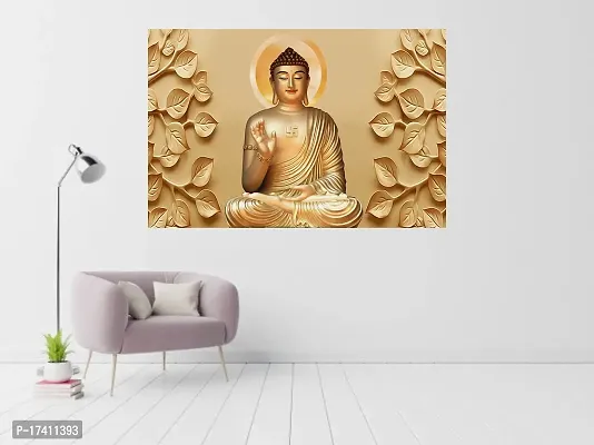 CABANA HOMES Wall Stickers DIY Buddha Wallpaper for Home Decor (36x24 inch) Decorative Self Adhesive Decals Living Room Drawing Room Bedroom Office Resturant, Golden-thumb2