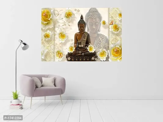 CABANA HOMES Wall Stickers DIY Buddha Wallpaper for Home Decor (36x24 inch) Decorative Self Adhesive Decals Living Room Bedroom Office, Beige-thumb2