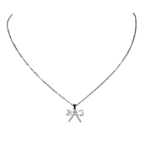 NOTCH Impressive Rhodium Plated Pendant With Chain Necklace For Women N Girls