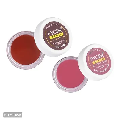 FYORR Premium Lips Cheeks Eyes Tint N Play For Natural Attractive Glow of Lipstick Blush Eyeshadow Combo Packs) (7g Each (Fine Wine) (You Complete Me)-thumb0