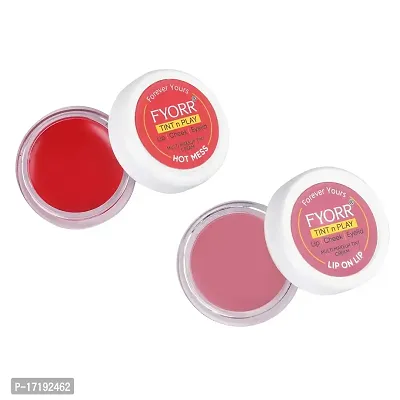 FYORR Premium Lips Cheeks Eyes Tint N Play For Natural Attractive Glow of Lipstick Blush Eyeshadow Combo Packs) (7g Each) (Hot Mess) (Lip On Lip)