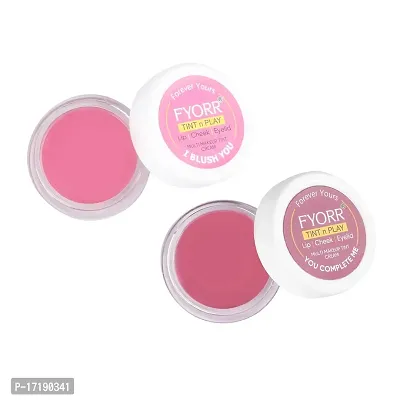 FYORR Premium Lips Cheeks Eyes Tint N Play For Natural Attractive Glow of Lipstick Blush Eyeshadow Combo Packs) (7g Each (I Blush You) (You Complete Me)