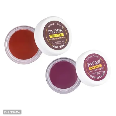 FYORR Premium Lips Cheeks Eyes Tint N Play For Natural Attractive Glow of Lipstick Blush Eyeshadow Combo Packs) (7g Each) (Fine Wine) (Over The ODDS)