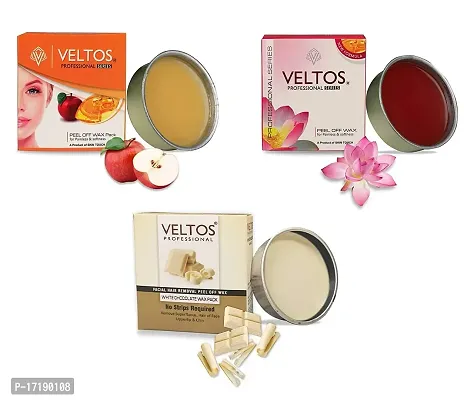 VELTOS Facial Peel Off Wax Katori Wax For Easy Facial Hair Removal 80g X 3 (Apple, White Chocolate, Red Wine)-thumb0