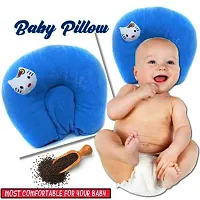 Mustard Seeds (Rai) Pillow Cotton Baby Head Shaping Takiya Detachable Mustard/Rai Seed Pouch for Easy Washing Feeding Nursing Baby Neck Pillow-Blue-thumb1