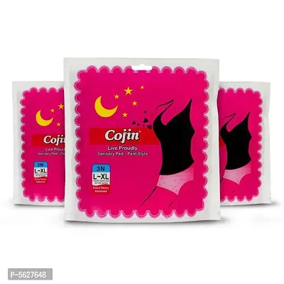 Cojin Overnight Heavy Flow Disposable Period Panties for Sanitary Protection L - XL 12-14 hrs Protection (Pack of 3 - 9 Panties)  - Sanitary Pads Pant Style