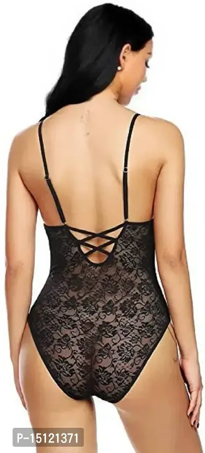 Newba Sexy Babydoll Lingerie, for Women/Girls,/Free. Size for Sex, Honeymoon Night Sex Nighty, Beachwear Black-thumb2