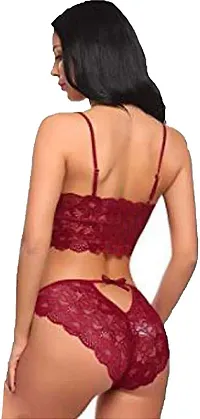 Newba Babydoll Lingerie red sexyy Nightwear Dress for Women/Ladies - Free Size for Honeymoon (Maroon)-thumb1