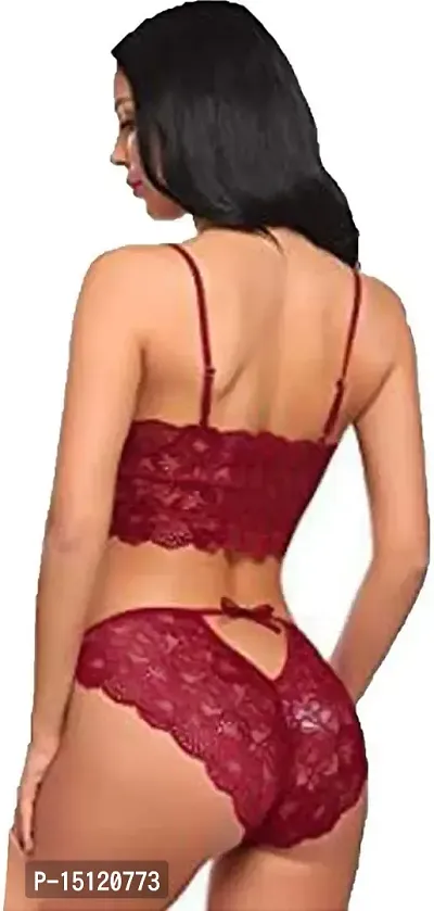Newba Babydoll Lingerie red sexyy Nightwear Dress for Women/Ladies - Free Size for Honeymoon (Maroon)-thumb2