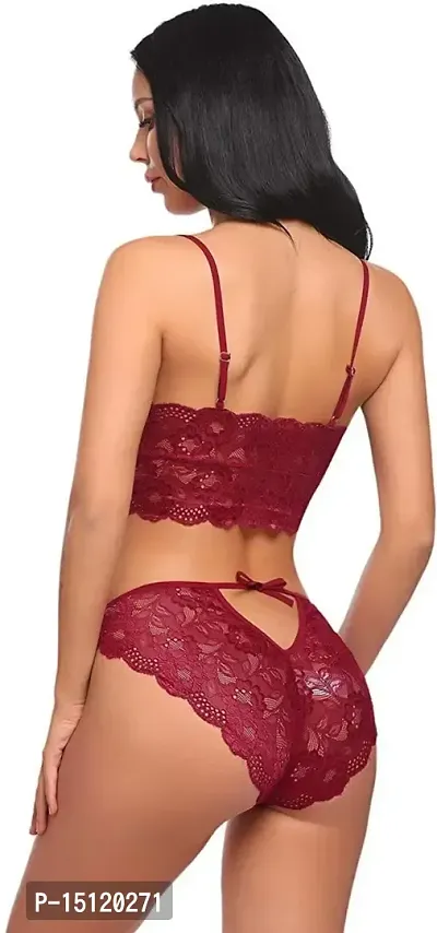 Newba Babydoll Lingerie Sexy Nightwear Dress for Women/Ladies - Free Size Bra Panty Set (Red)-thumb2