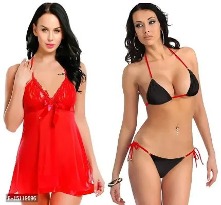 Buy Newba Babydoll Lingerie Combo Pack For Women girls free Size