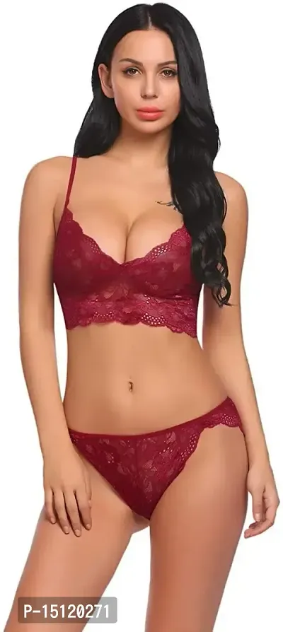Newba Babydoll Lingerie Sexy Nightwear Dress for Women/Ladies - Free Size Bra Panty Set (Red)