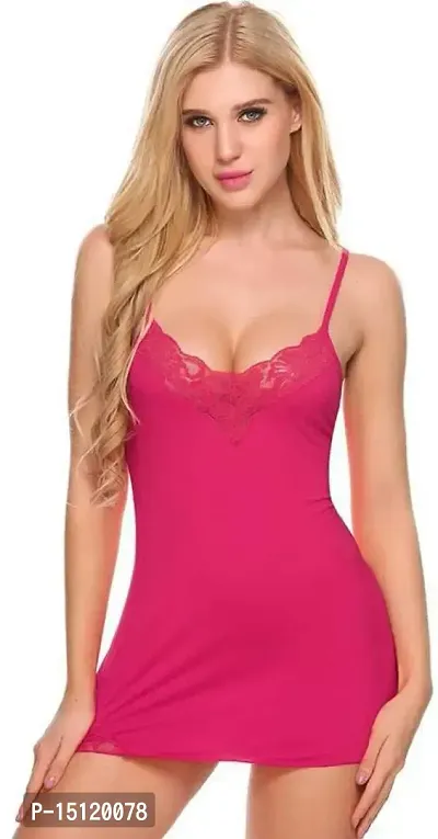 Newba Babydoll Lingerie. red Nightwear Sleepwear Dress for Women/Ladies - Free Size (Pink)